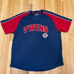 Minnesota Twins Youth XL Baseball Jersey T Shirt MLB Red Sleeve Blue‎
